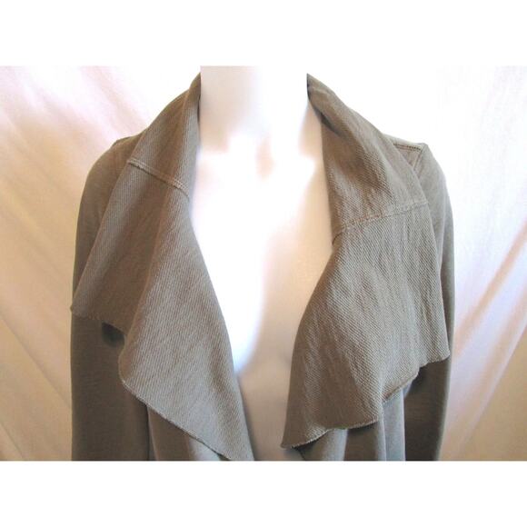 EUC J. Jill Olive Green Cotton Knit Open Front Drape Cardigan Light Jacket Sz PS - Picture 2 of 8